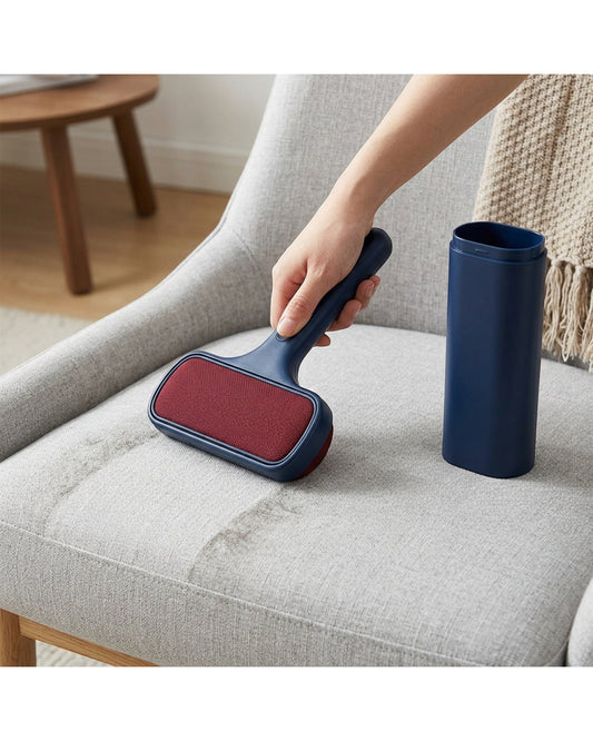 Mikuhome Self-Cleaning Fabric Hair Remover with Base Navy - Lifestyle view