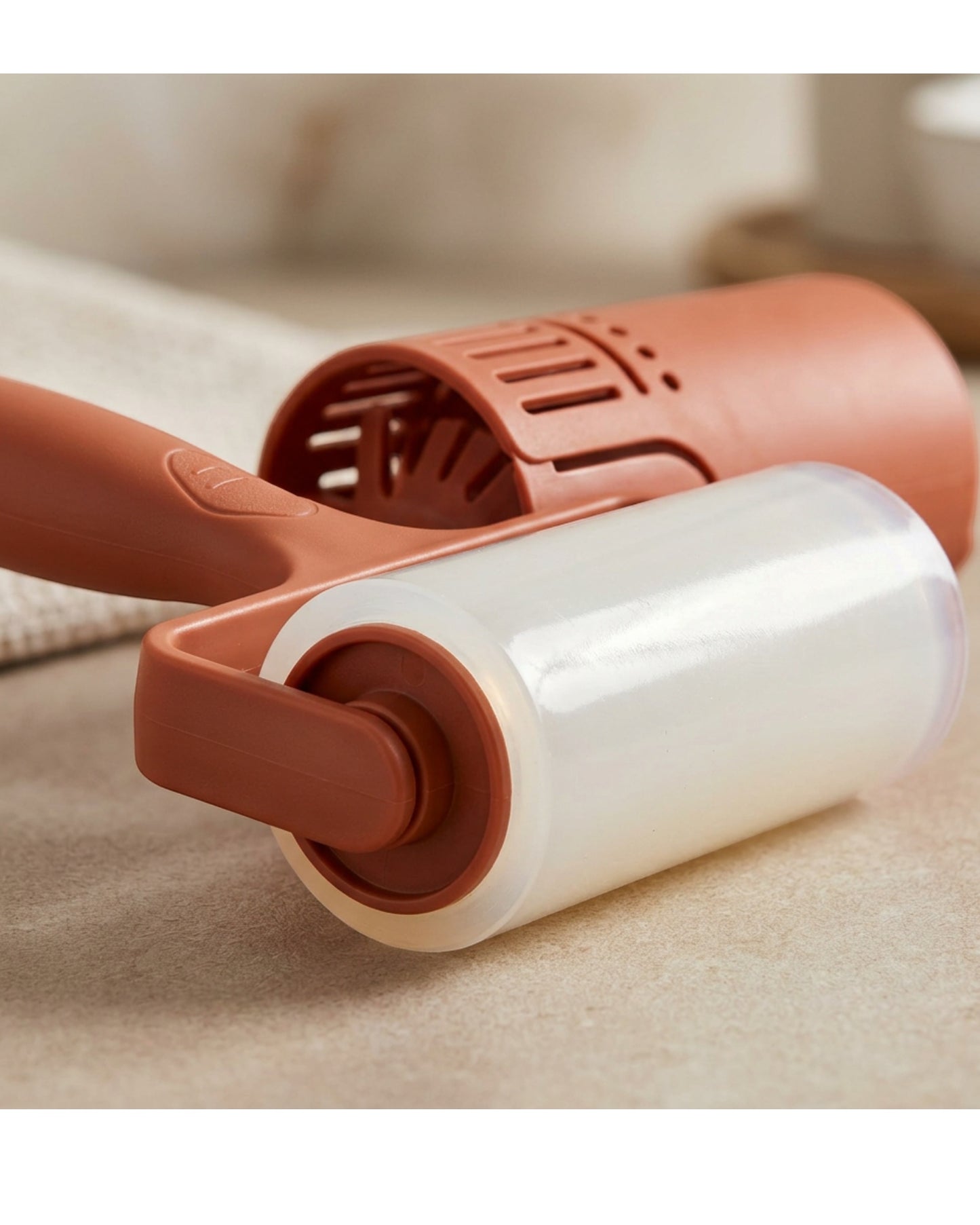 Mikuhome Washable Silicone Lint Roller 8 cm with Cover Terracotta - Detail view